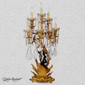 Crystal mounted french bronze lamp