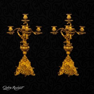 Pair of bronze 5 candle candelabra