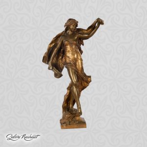French bronze figure of a lady signed Eugène Marioton (1857-1933)