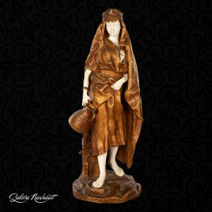 French bronze figurine of an oriental lady carrying a pottery
