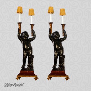 Pair of French massive bronze angel