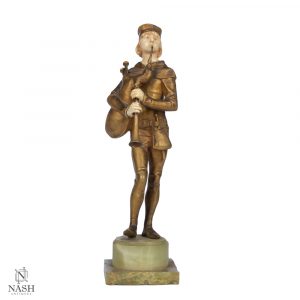 Man Playing Horn Bronze Sculpture