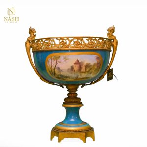 Turquoise Porcelain Vase with hand made art