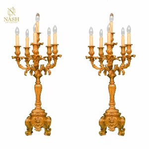 Pair of French bronze 6 candle candelabra